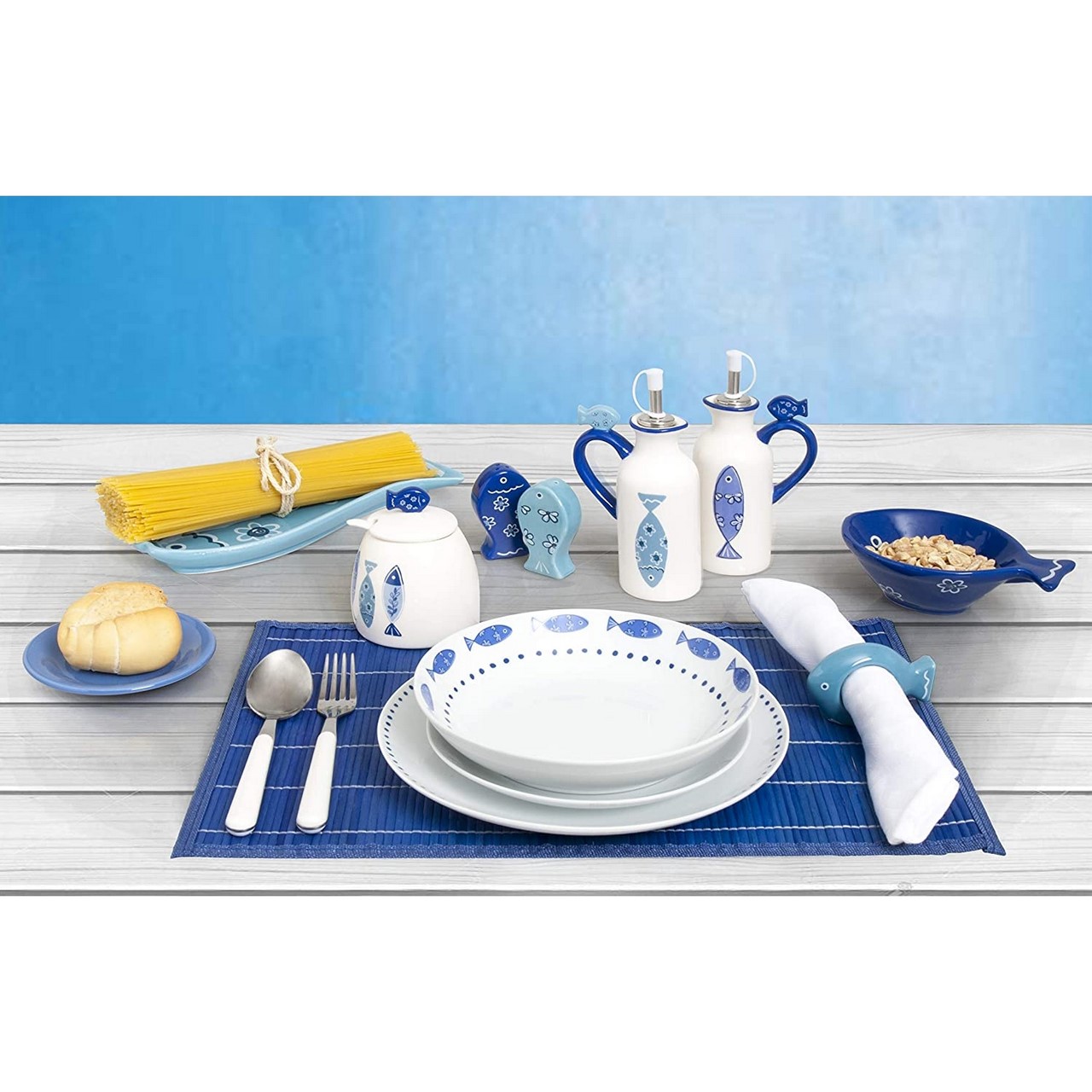 Acquista online Bol à fromage en céramique blanc bleu océan Excelsa